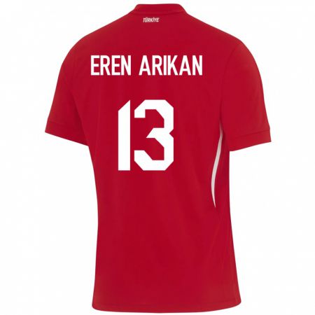 Kandiny Enfant Maillot Turquie Muhammed Eren Arıkan #13 Rouge Tenues Extérieur 24-26 T-Shirt