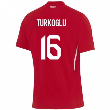 Kandiny Enfant Maillot Turquie Ece Türkoğlu #16 Rouge Tenues Extérieur 24-26 T-Shirt