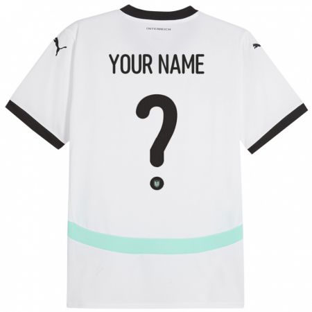 Kandiny Enfant Maillot Autriche Votre Nom #0 Blanc Tenues Extérieur 24-26 T-Shirt
