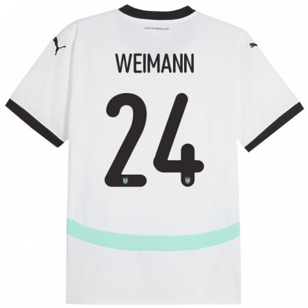 Kandiny Enfant Maillot Autriche Andreas Weimann #24 Blanc Tenues Extérieur 24-26 T-Shirt