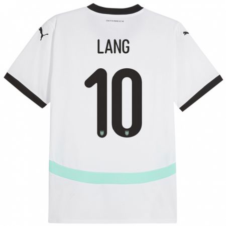 Kandiny Enfant Maillot Autriche Christoph Lang #10 Blanc Tenues Extérieur 24-26 T-Shirt