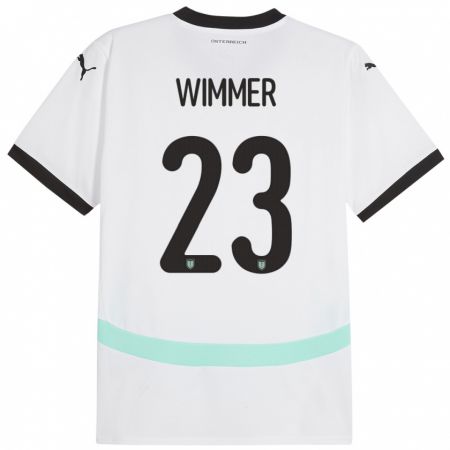 Kandiny Enfant Maillot Autriche Patrick Wimmer #23 Blanc Tenues Extérieur 24-26 T-Shirt