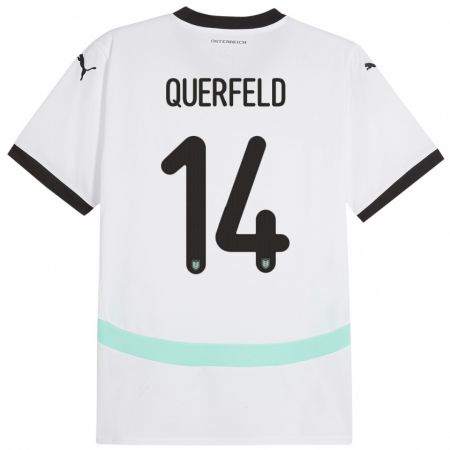 Kandiny Enfant Maillot Autriche Leopold Querfeld #14 Blanc Tenues Extérieur 24-26 T-Shirt