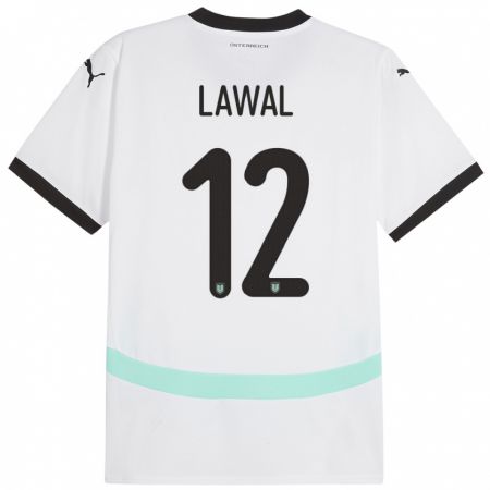 Kandiny Enfant Maillot Autriche Tobias Lawal #12 Blanc Tenues Extérieur 24-26 T-Shirt