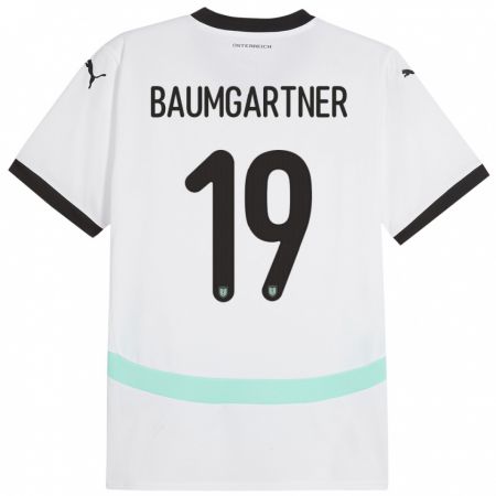 Kandiny Enfant Maillot Autriche Christoph Baumgartner #19 Blanc Tenues Extérieur 24-26 T-Shirt