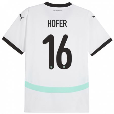 Kandiny Enfant Maillot Autriche Raphael Hofer #16 Blanc Tenues Extérieur 24-26 T-Shirt