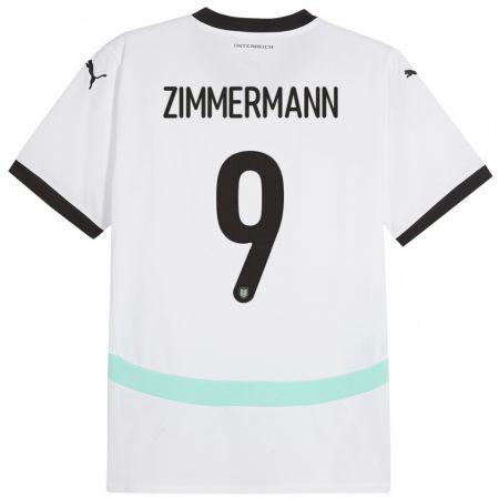 Kandiny Enfant Maillot Autriche Bernhard Zimmermann #9 Blanc Tenues Extérieur 24-26 T-Shirt