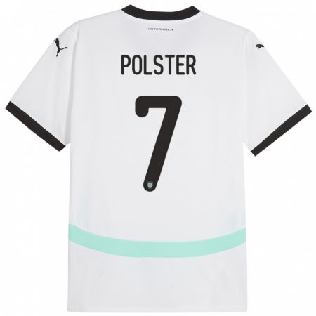 Kandiny Enfant Maillot Autriche Manuel Polster #7 Blanc Tenues Extérieur 24-26 T-Shirt