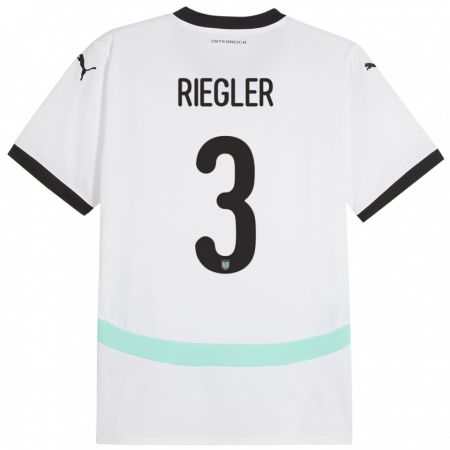 Kandiny Enfant Maillot Autriche David Riegler #3 Blanc Tenues Extérieur 24-26 T-Shirt