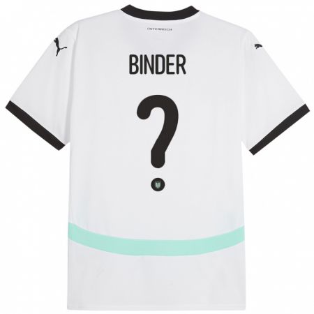 Kandiny Enfant Maillot Autriche Nicolas Binder #0 Blanc Tenues Extérieur 24-26 T-Shirt