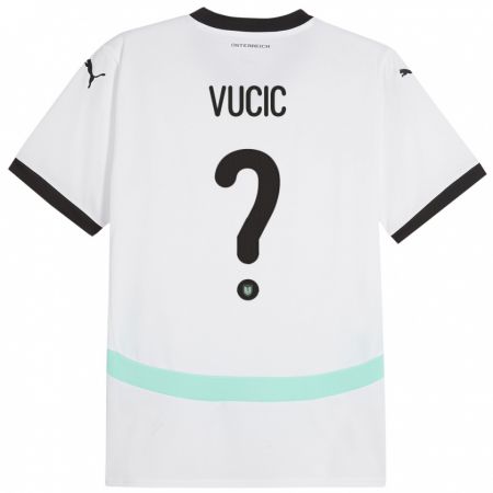 Kandiny Enfant Maillot Autriche Romeo Vucic #0 Blanc Tenues Extérieur 24-26 T-Shirt