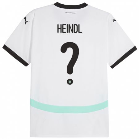 Kandiny Enfant Maillot Autriche David Heindl #0 Blanc Tenues Extérieur 24-26 T-Shirt