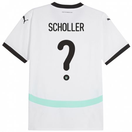 Kandiny Enfant Maillot Autriche Jakob Schöller #0 Blanc Tenues Extérieur 24-26 T-Shirt