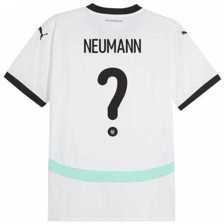 Kandiny Enfant Maillot Autriche Moritz Neumann #0 Blanc Tenues Extérieur 24-26 T-Shirt