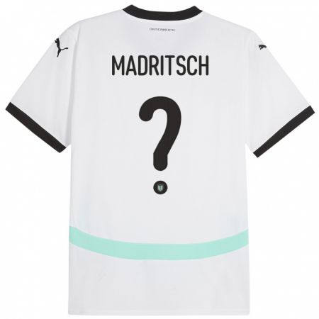 Kandiny Enfant Maillot Autriche Diego Madritsch #0 Blanc Tenues Extérieur 24-26 T-Shirt