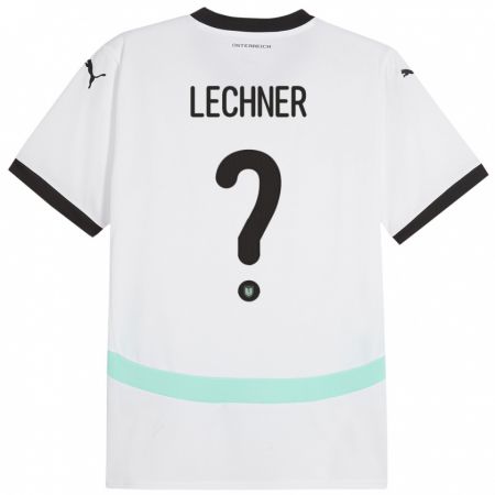 Kandiny Enfant Maillot Autriche Dominik Lechner #0 Blanc Tenues Extérieur 24-26 T-Shirt