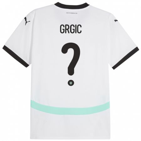 Kandiny Enfant Maillot Autriche Leon Grgic #0 Blanc Tenues Extérieur 24-26 T-Shirt