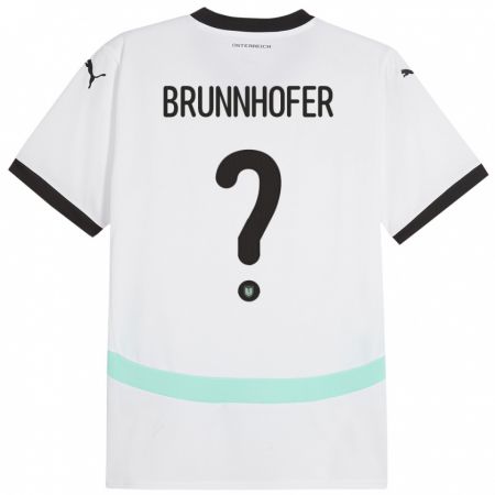 Kandiny Enfant Maillot Autriche Jakob Brunnhofer #0 Blanc Tenues Extérieur 24-26 T-Shirt