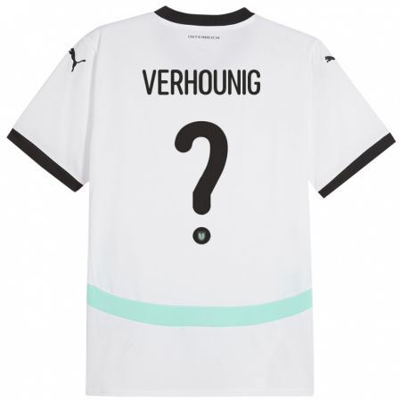 Kandiny Enfant Maillot Autriche Phillip Verhounig #0 Blanc Tenues Extérieur 24-26 T-Shirt