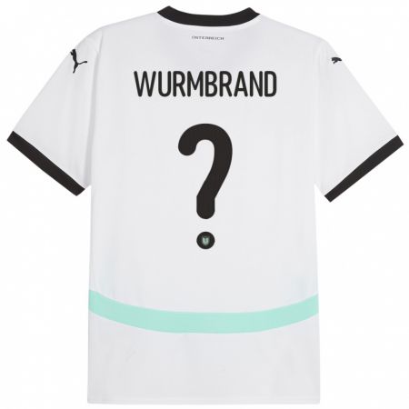 Kandiny Enfant Maillot Autriche Nikolaus Wurmbrand #0 Blanc Tenues Extérieur 24-26 T-Shirt