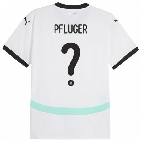 Kandiny Enfant Maillot Autriche Luis Pfluger #0 Blanc Tenues Extérieur 24-26 T-Shirt