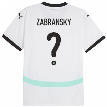 Kandiny Enfant Maillot Autriche Valentin Zabransky #0 Blanc Tenues Extérieur 24-26 T-Shirt