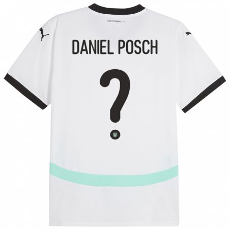 Kandiny Enfant Maillot Autriche Daniel Posch #0 Blanc Tenues Extérieur 24-26 T-Shirt