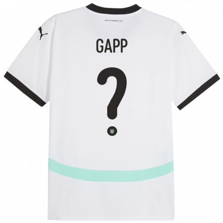 Kandiny Enfant Maillot Autriche Alexander Gapp #0 Blanc Tenues Extérieur 24-26 T-Shirt