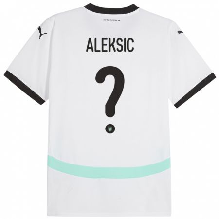 Kandiny Enfant Maillot Autriche Filip Aleksic #0 Blanc Tenues Extérieur 24-26 T-Shirt