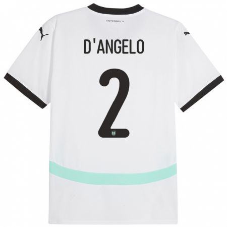 Kandiny Enfant Maillot Autriche Chiara D’Angelo #2 Blanc Tenues Extérieur 24-26 T-Shirt