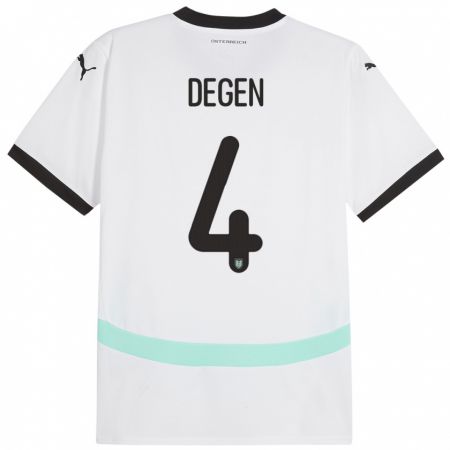 Kandiny Enfant Maillot Autriche Celina Degen #4 Blanc Tenues Extérieur 24-26 T-Shirt