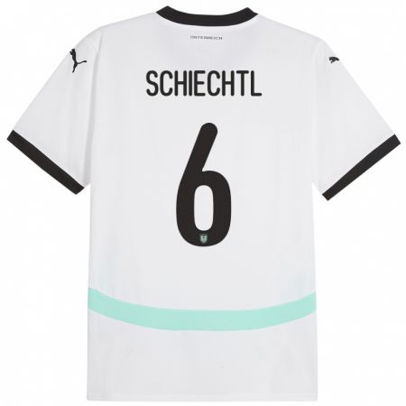 Kandiny Enfant Maillot Autriche Katharina Schiechtl #6 Blanc Tenues Extérieur 24-26 T-Shirt