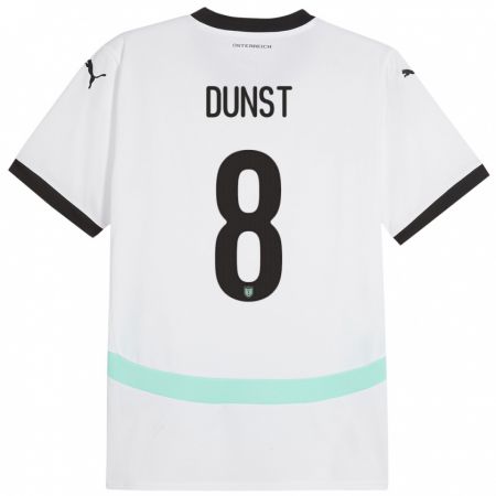 Kandiny Enfant Maillot Autriche Barbara Dunst #8 Blanc Tenues Extérieur 24-26 T-Shirt