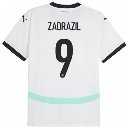 Kandiny Enfant Maillot Autriche Sarah Zadrazil #9 Blanc Tenues Extérieur 24-26 T-Shirt