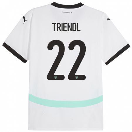 Kandiny Enfant Maillot Autriche Lena Triendl #22 Blanc Tenues Extérieur 24-26 T-Shirt