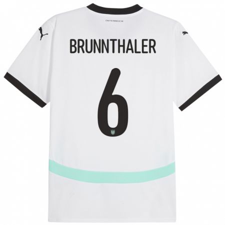 Kandiny Enfant Maillot Autriche Melanie Brunnthaler #6 Blanc Tenues Extérieur 24-26 T-Shirt