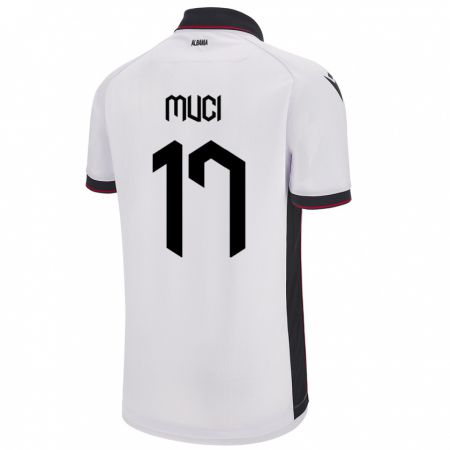 Kandiny Enfant Maillot Albanie Ernest Muci #17 Blanc Tenues Extérieur 24-26 T-Shirt