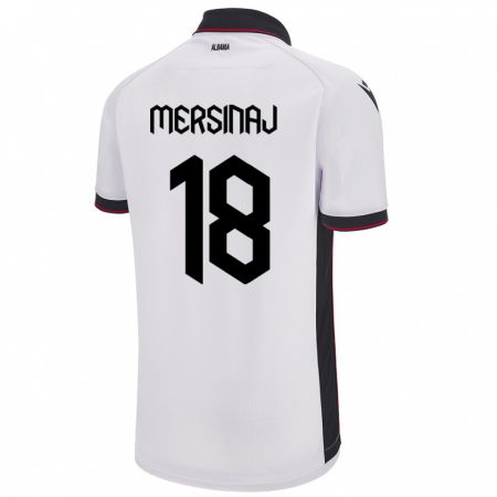 Kandiny Enfant Maillot Albanie Jon Mersinaj #18 Blanc Tenues Extérieur 24-26 T-Shirt