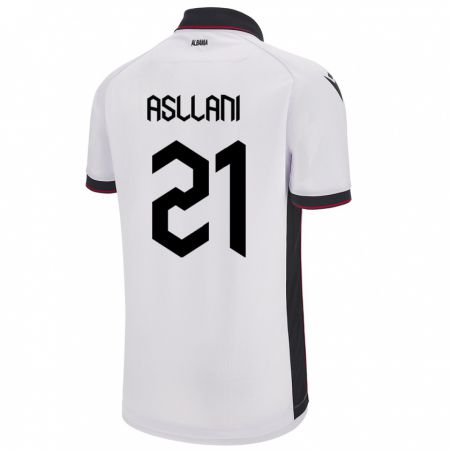 Kandiny Enfant Maillot Albanie Kristjan Asllani #21 Blanc Tenues Extérieur 24-26 T-Shirt