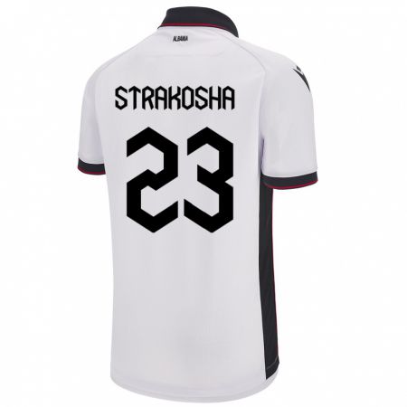 Kandiny Enfant Maillot Albanie Thomas Strakosha #23 Blanc Tenues Extérieur 24-26 T-Shirt