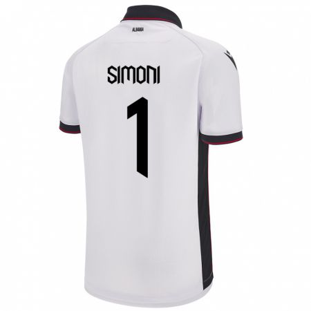 Kandiny Enfant Maillot Albanie Simon Simoni #1 Blanc Tenues Extérieur 24-26 T-Shirt