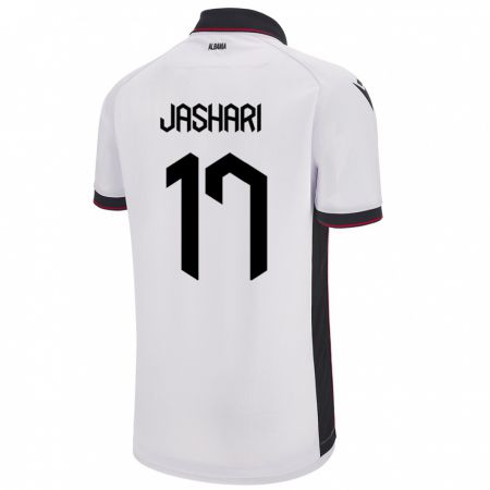 Kandiny Enfant Maillot Albanie Elion Jashari #17 Blanc Tenues Extérieur 24-26 T-Shirt