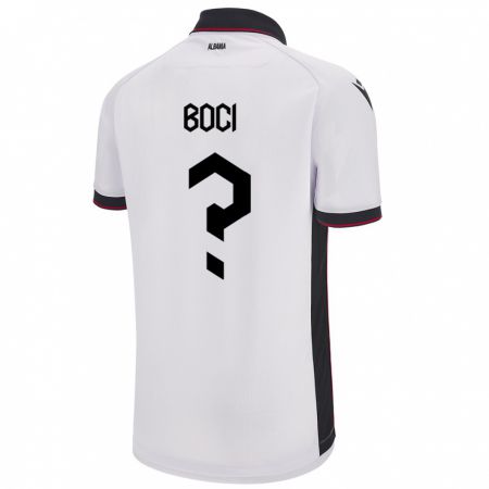 Kandiny Enfant Maillot Albanie Muco Boci #0 Blanc Tenues Extérieur 24-26 T-Shirt