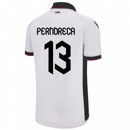 Kandiny Enfant Maillot Albanie Fabjan Perndreca #13 Blanc Tenues Extérieur 24-26 T-Shirt