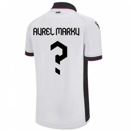 Kandiny Enfant Maillot Albanie Aurel Marku #0 Blanc Tenues Extérieur 24-26 T-Shirt
