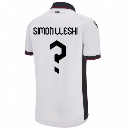 Kandiny Enfant Maillot Albanie Simon Lleshi #0 Blanc Tenues Extérieur 24-26 T-Shirt