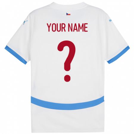 Kandiny Enfant Maillot Tchéquie Votre Nom #0 Blanc Tenues Extérieur 24-26 T-Shirt