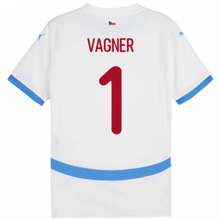 Kandiny Enfant Maillot Tchéquie Matyas Vagner #1 Blanc Tenues Extérieur 24-26 T-Shirt