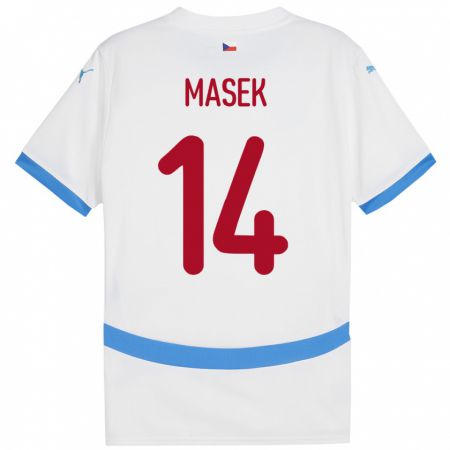 Kandiny Enfant Maillot Tchéquie Lukas Masek #14 Blanc Tenues Extérieur 24-26 T-Shirt