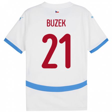Kandiny Enfant Maillot Tchéquie Alexandr Buzek #21 Blanc Tenues Extérieur 24-26 T-Shirt